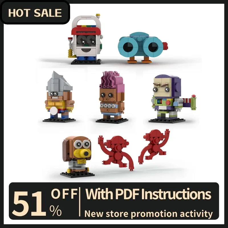 New Popular Toy Storyed Movie Series Character Square Head Figures Set Model Custom Puzzle Diy Creative Idea Toys Birthday Gifts