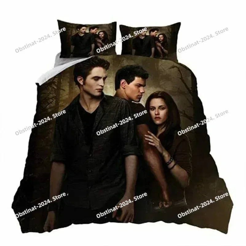 طقم سرير توايلايت ساغا طقم سرير مطبوع مع كيس وسادة غطاء لحاف سرير ناعم فردي مزدوج كوين سوبر كينج مقاس المنسوجات المنزلية