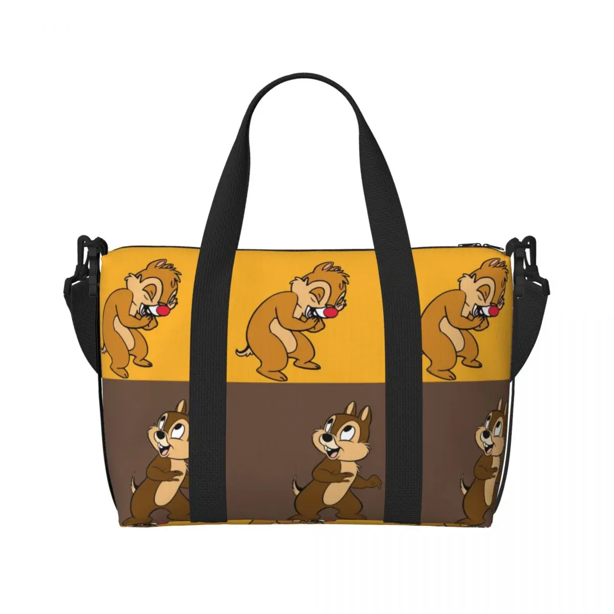 

Custom Chip 'n' Dale Cartoon Tote Bag for Women Large Capacity Beach Gym Travel Bags