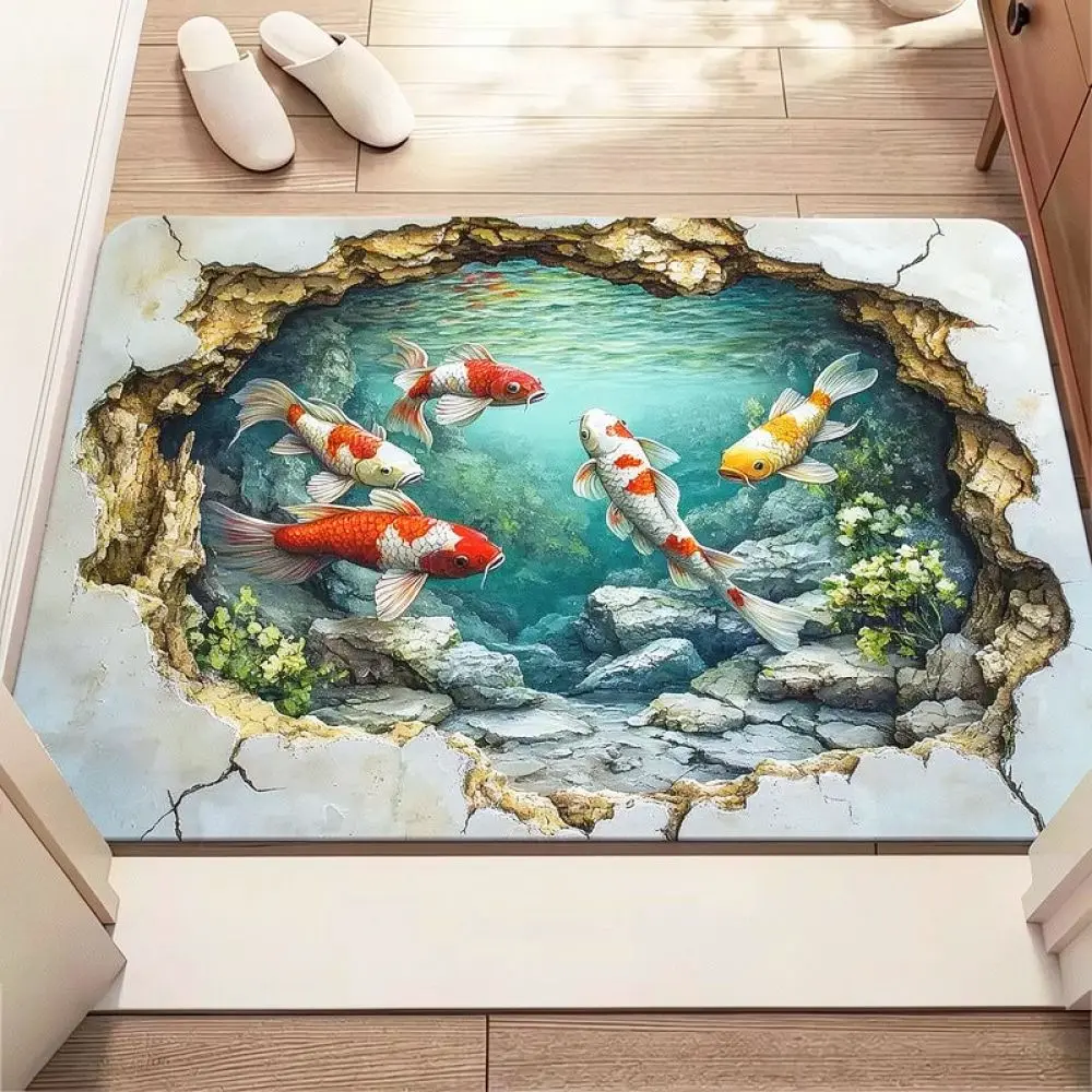 Diatomaceous Earth Floor Mat 3D Optical Trap Rug Non Slip Super Absorbent Quick Dry Bathroom Entrance Doorway Home Carpet
