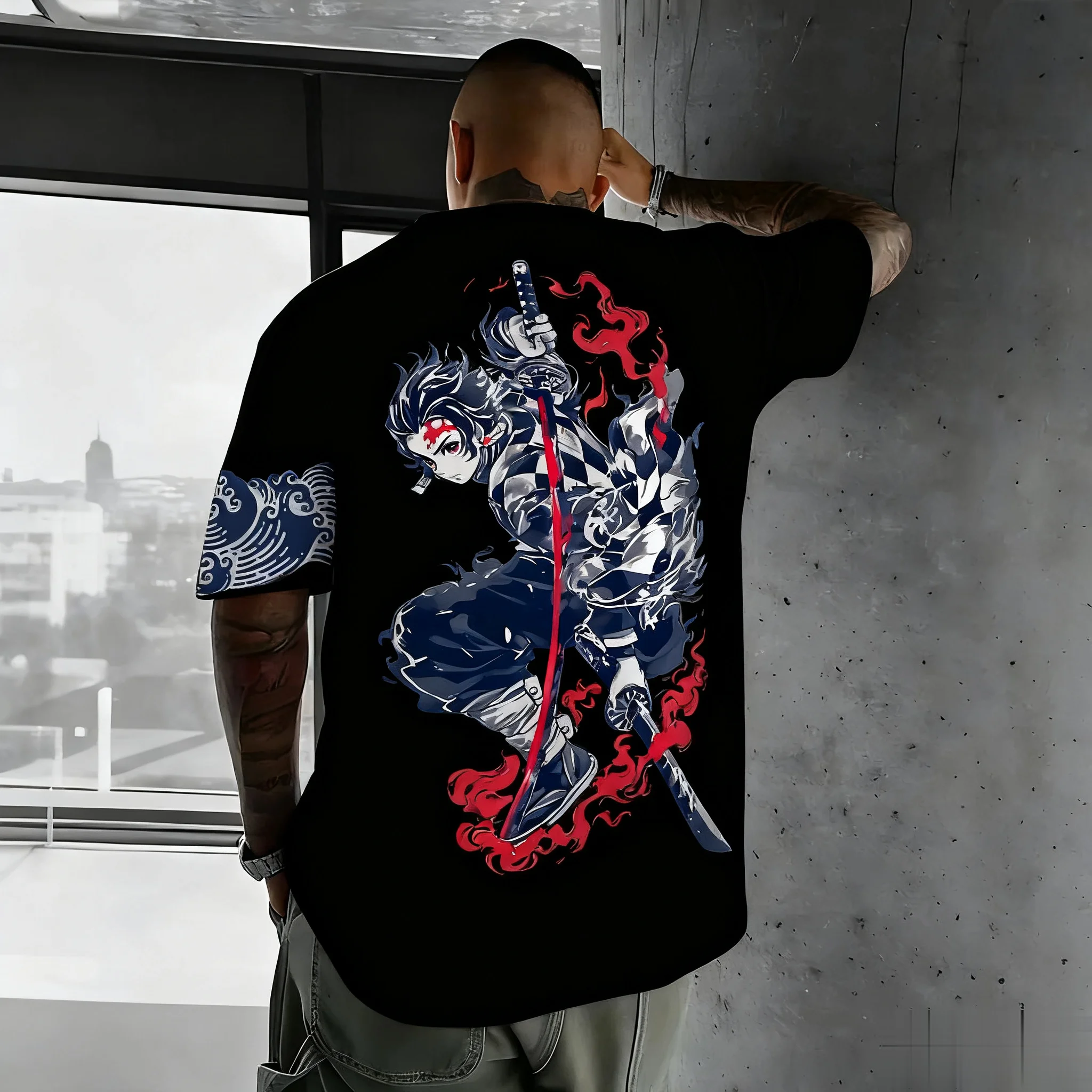 Camiseta con gráfico de Anime Demon Slayer para hombre y mujer, camiseta de manga corta, ropa informal de algodón, Tops informales de verano de gran tamaño, moda Y2k Unisex