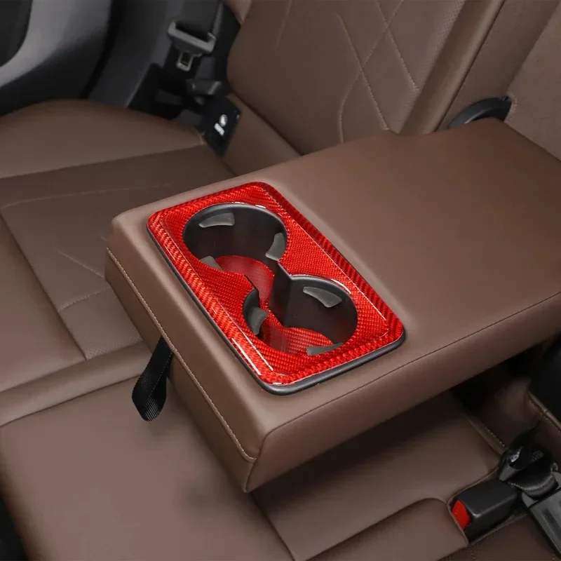For BMW X1 U11 2023-2025 Soft Carbon Fiber Car Rear Row Hidden Cup Holder Panel Cover Trim Sticker Interior Car Accessories