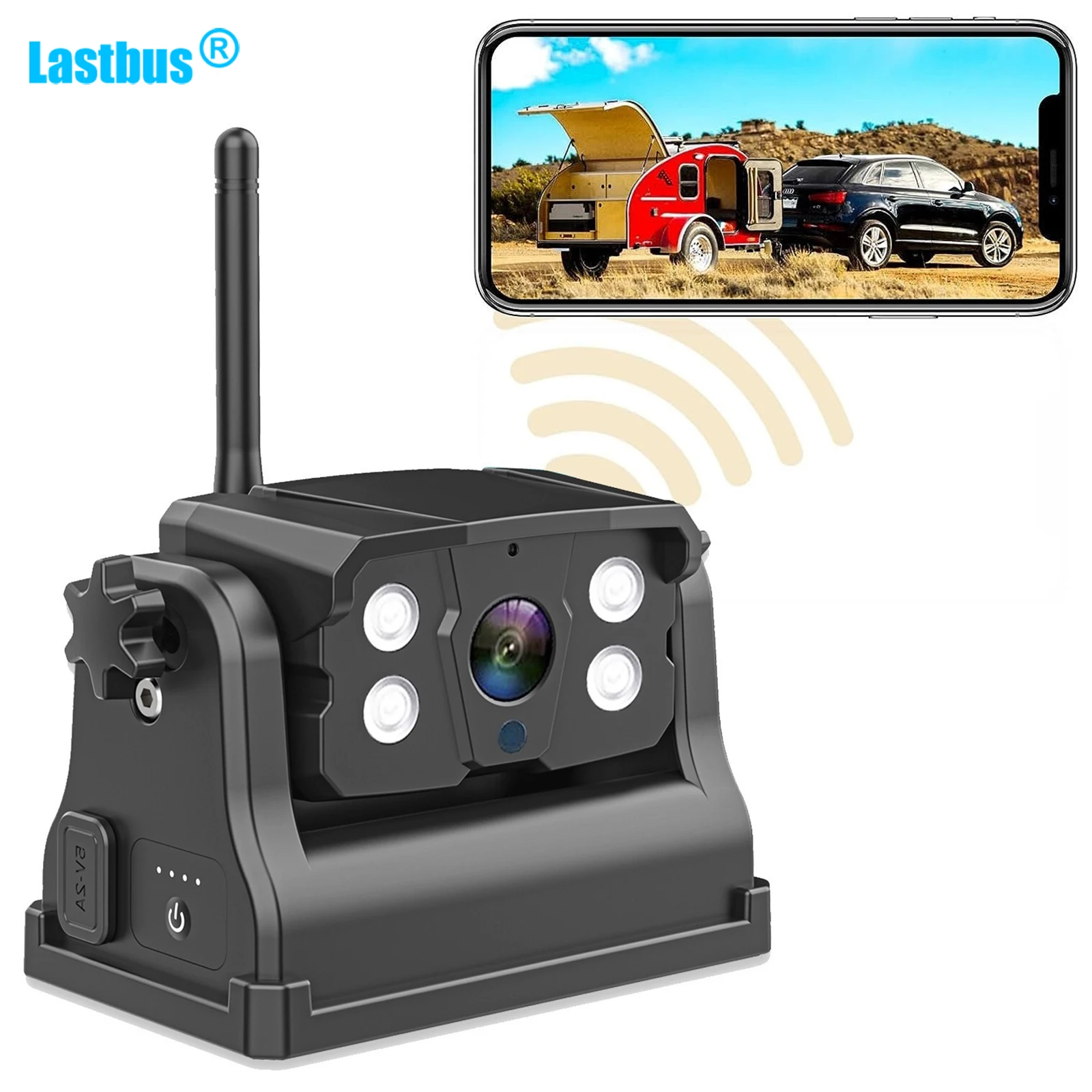 

Lastbus Wireless WiFi Magnetic Hitch Backup Camera Rechargeable Battery Powered Rear View Camera Truck RV For iPhone Android