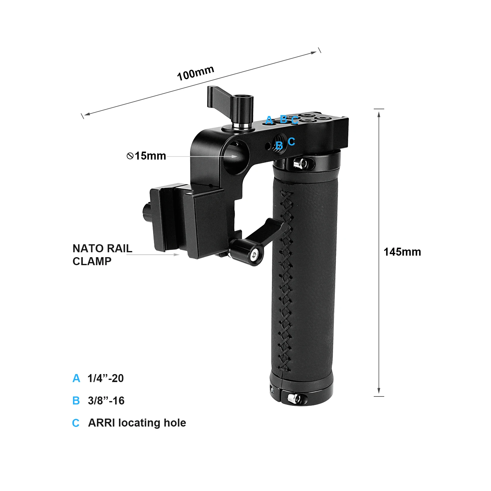 SZRIG Pegangan Tangan Atas Klem Nato Pegangan Samping Keju dengan Penjepit Batang Bawaan 15Mm & Adaptor Dudukan Sepatu Untuk Kit Dudukan Kamera DSLR