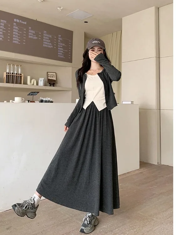 

Женский кардиган больших размеров в стиле Lazy Sle, тонкий, с высокой талией, универсальный, осенний, модный, под юбку, трендовый, для повседневной носки, в стиле A-L