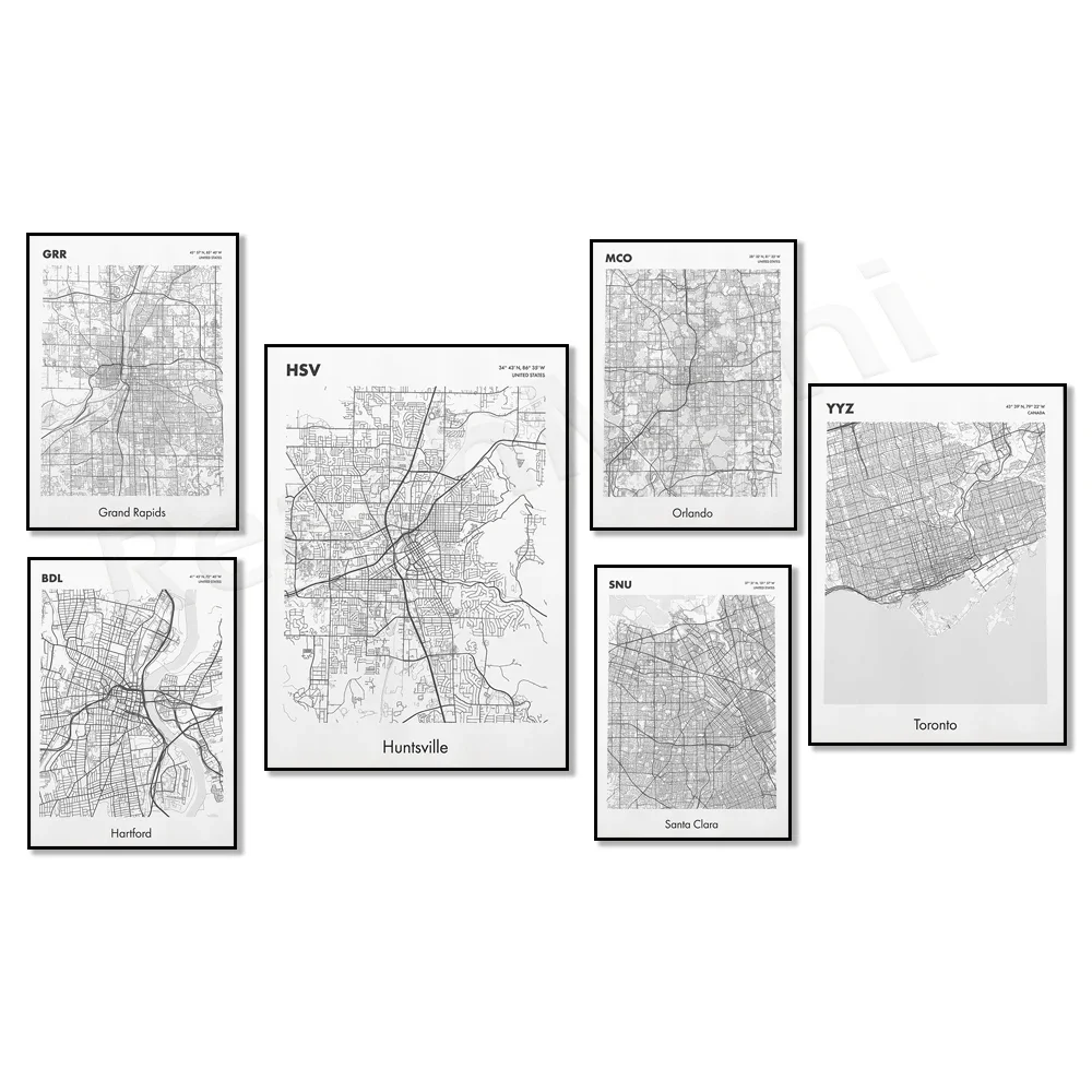 Texas, Michigan City, Florida, Massachusetts, Tennessee, California, Connecticut, Canada, Nevada, Huntsville, Alabama map poster