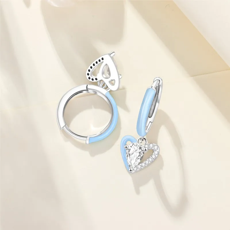 MISEFF New 925 Sterling Silver Heart Hoop Earrings Inlaid Zircon CZ Infinity Love Golden Earrings Wedding Gift Luxury Jewelry