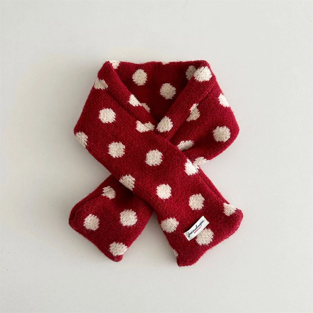 Kinder-Halstuch mit Niedlichen Punkten, Winter-Schal für Kleinkinder, 8 Farben, Warmer Winter-Schal für Kinder, Mädchen-Accessoires, Kinderschal – Detail 12