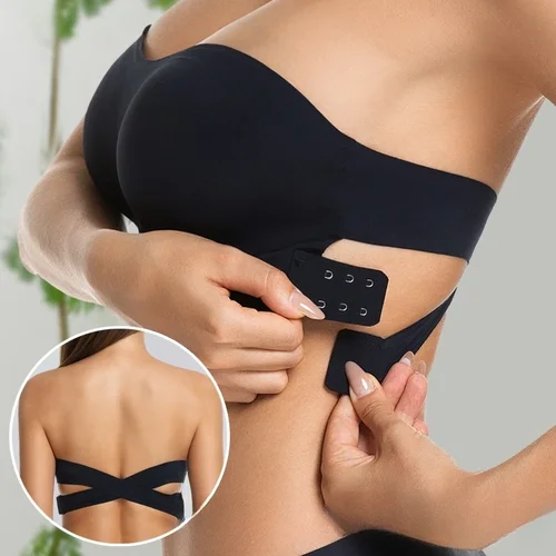 Sujetador Push Up Sexy sin tirantes para mujer, Top de seda de hielo sin costuras con relleno extraíble, sujetador Invisible con espalda de belleza antideslizante y hombros descubiertos
