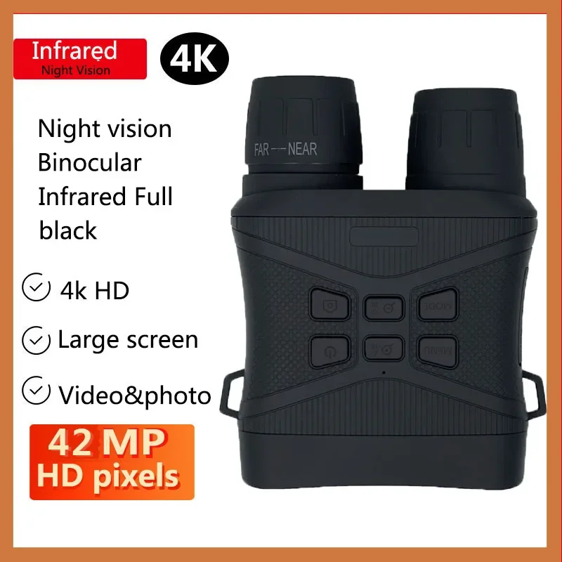 

1Pcs 4k HD 42MP Infrared Night Vision Binocular With Large Screen For Outdoor Surveillance Fishing Or Camp Animal Watching