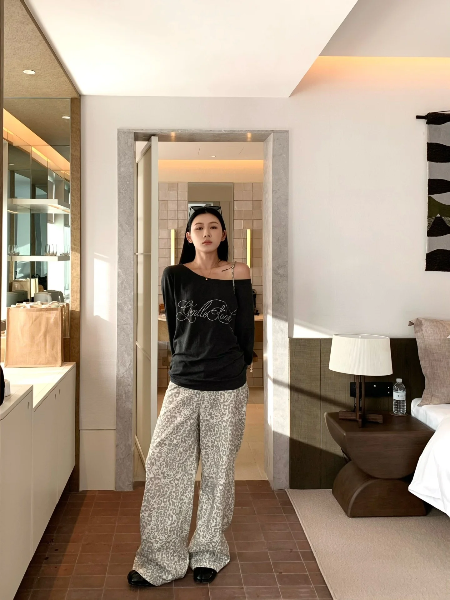 

Loose Wide Leg Casual Pants Women's Autumn Korean Sle Design Sensation Leopard Print Loose Floor-Length Long Pants