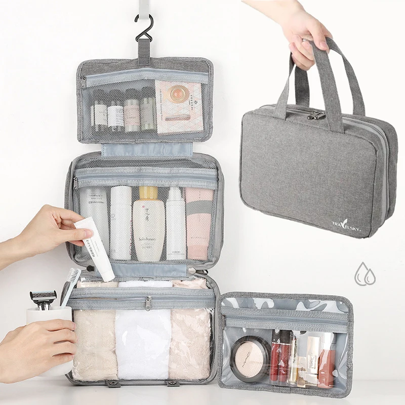 Neceser de viaje plegable impermeable con separación de ropa seca y húmeda, bolsa de almacenamiento de cosméticos, bolsa de cosméticos de gran capacidad