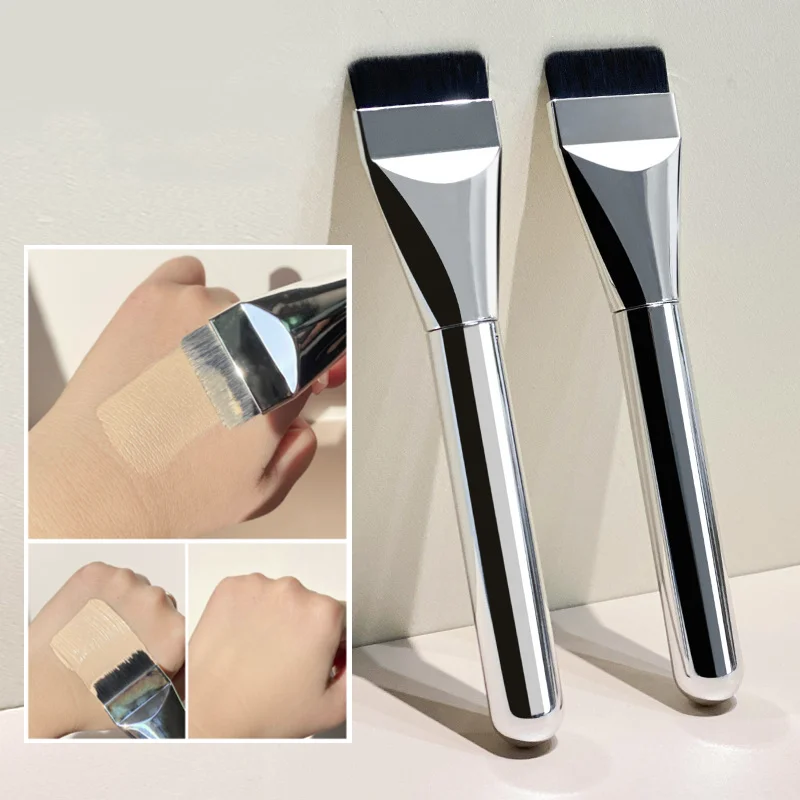 Brocha para base de cabeza plana, brocha correctora ultrafina sin rastro, brocha para máscara, sin polvo, herramientas de belleza para el cabello suave, brochas de maquillaje