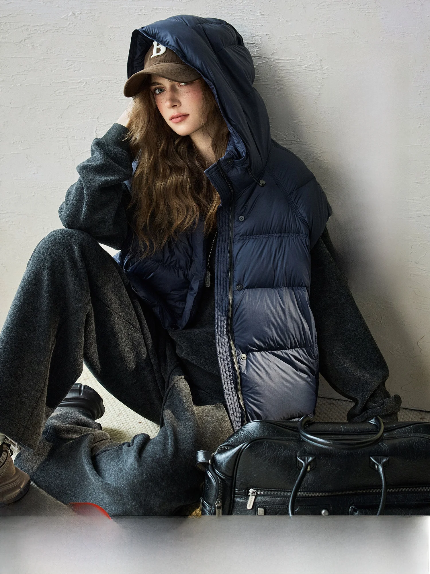 

Pumpkin Valley Premium 90 White Du down Vest Coat Warmth Hooded Puffer Jaet Thiened Nylon Fabric Women's Winter Coat