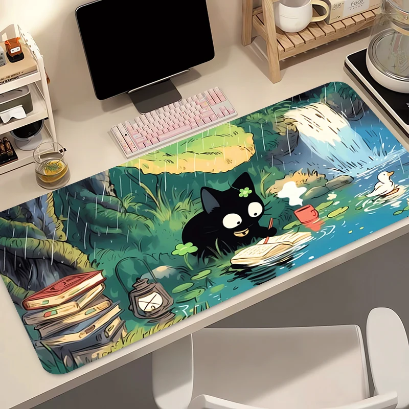 لوحة ماوس ألعاب ناعمة من السيليكون باللون الأسود كاواي، لوحة مفاتيح كبيرة، لوحة ماوس توبوغرافية للوحة المفاتيح مع مفرش طاولة مضاد للانزلاق #4