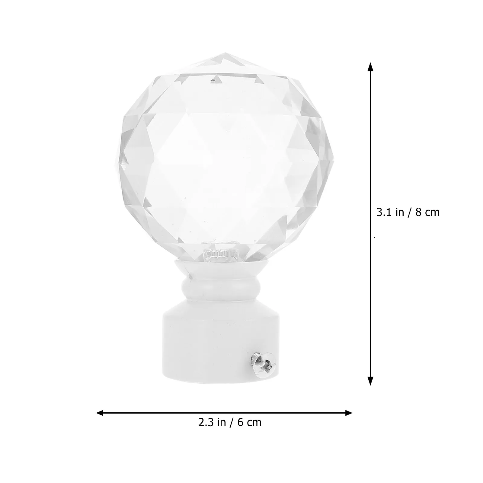 2Pcs Fashionable Iron Crystal Curtain Rod Decor Ends Finials Elegant Window Decoration for Apartment Dorm Bedroom Living Room