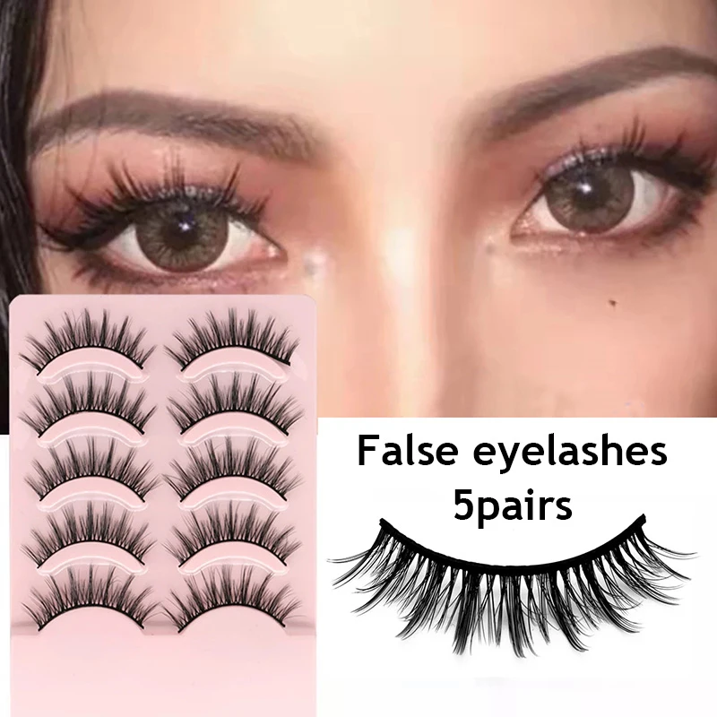 5 paia Manga Lashes 3D Natural Long Faux Mink Extension ciglia Fluffy Little Devil Cosplay ciglia finte trucco quotidiano degli occhi