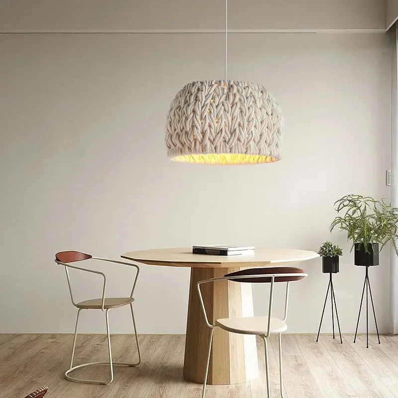 Wabi Sabi LED Anhänger Kronleuchter Lichter hand gefertigte Strick Seil hängen Glanz Suspend lampe Esszimmer Dekor Drop light Leuchten