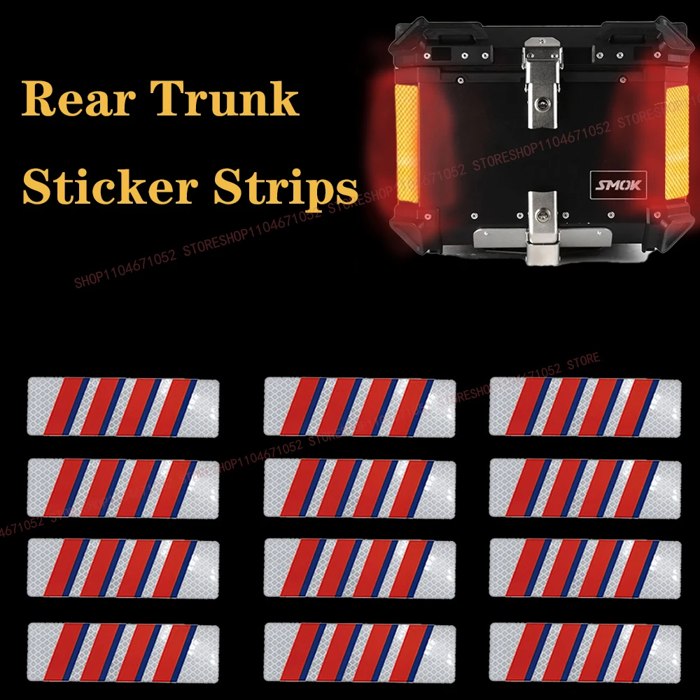 

10PCS Side Top Luggage Box Case Trunk Anti-collision Decorative Night Safety Warning Strip Motorcycle Reflective Sticker Strips
