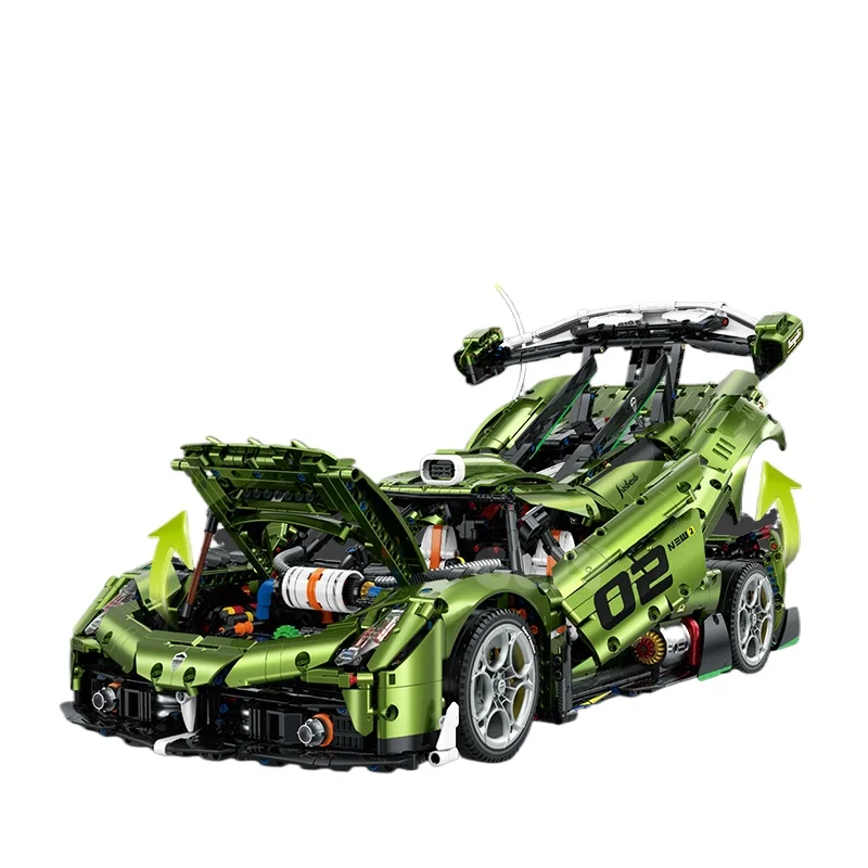3838pcs 1:8 Sports Car Building Block STEM GULY 10628 Race Car RC Motor Supercar Technology Model DIY Bricks Toy for Boys Adult