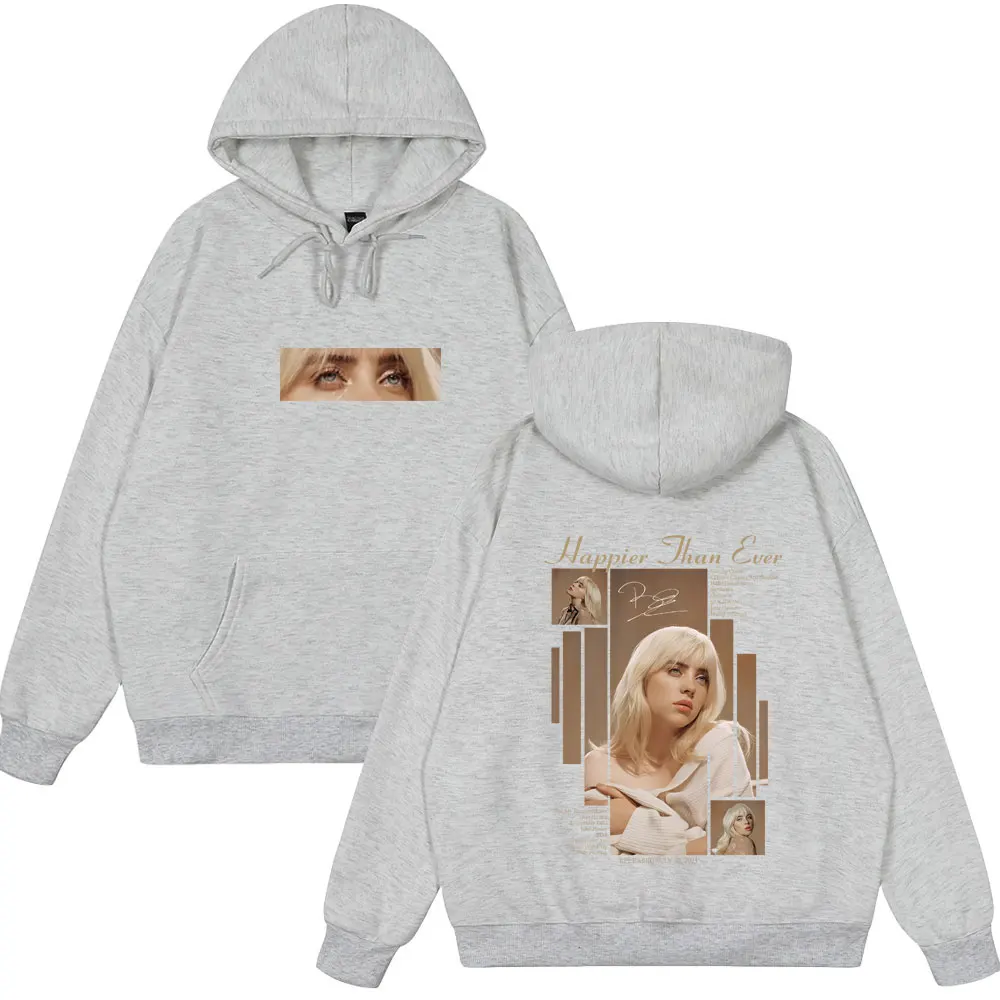 Happier Than Ever 2025 Hoodie Men Women Fashion Pop Music Pullover Hoodies Man Vintage Hip Hop Oversized Wears Cotton Tracksuits