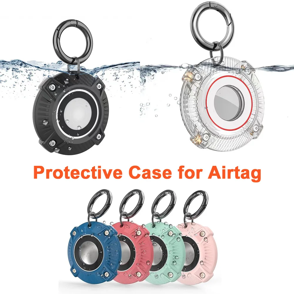 Protective Cover for Air Tag Case Waterproof with Key Ring Anti-scratch Airtag Holder for Luggage Keys Pet Backpack Anti-lost