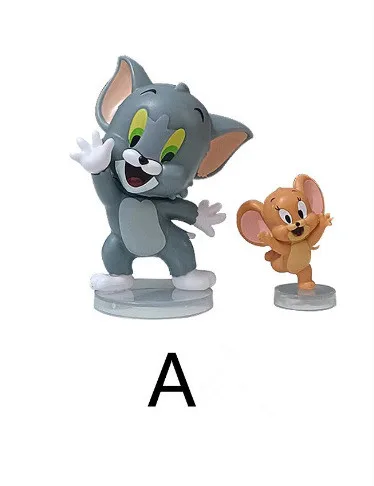 Disney-Tom e Jerry Anime Action Figure, Estátua dos desenhos animados, Brinquedos de PVC, Modelo de Coleção, Decoração do Lar, Presente Kids, Engraçado, 2Pcs, Lote