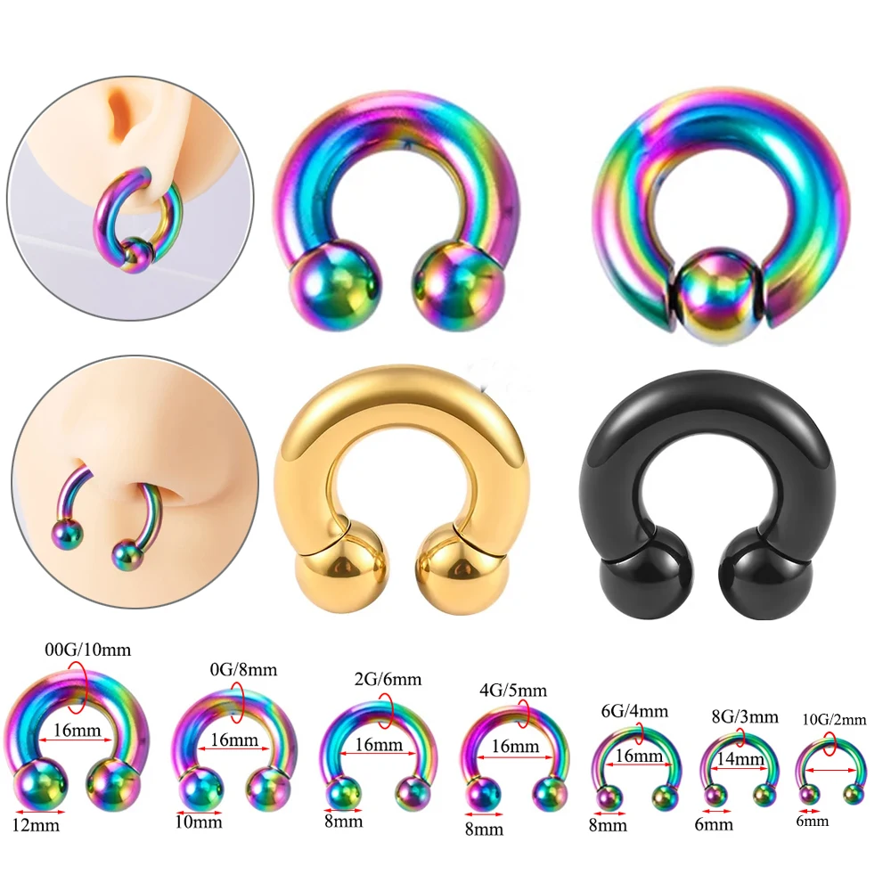 Dreamlee 1Pc 00G-10G wieszak na ciężarki do uszu okrągłe sztanga zatyczki tunelowe nosze Expander przegroda Piercing biżuteria do ciała