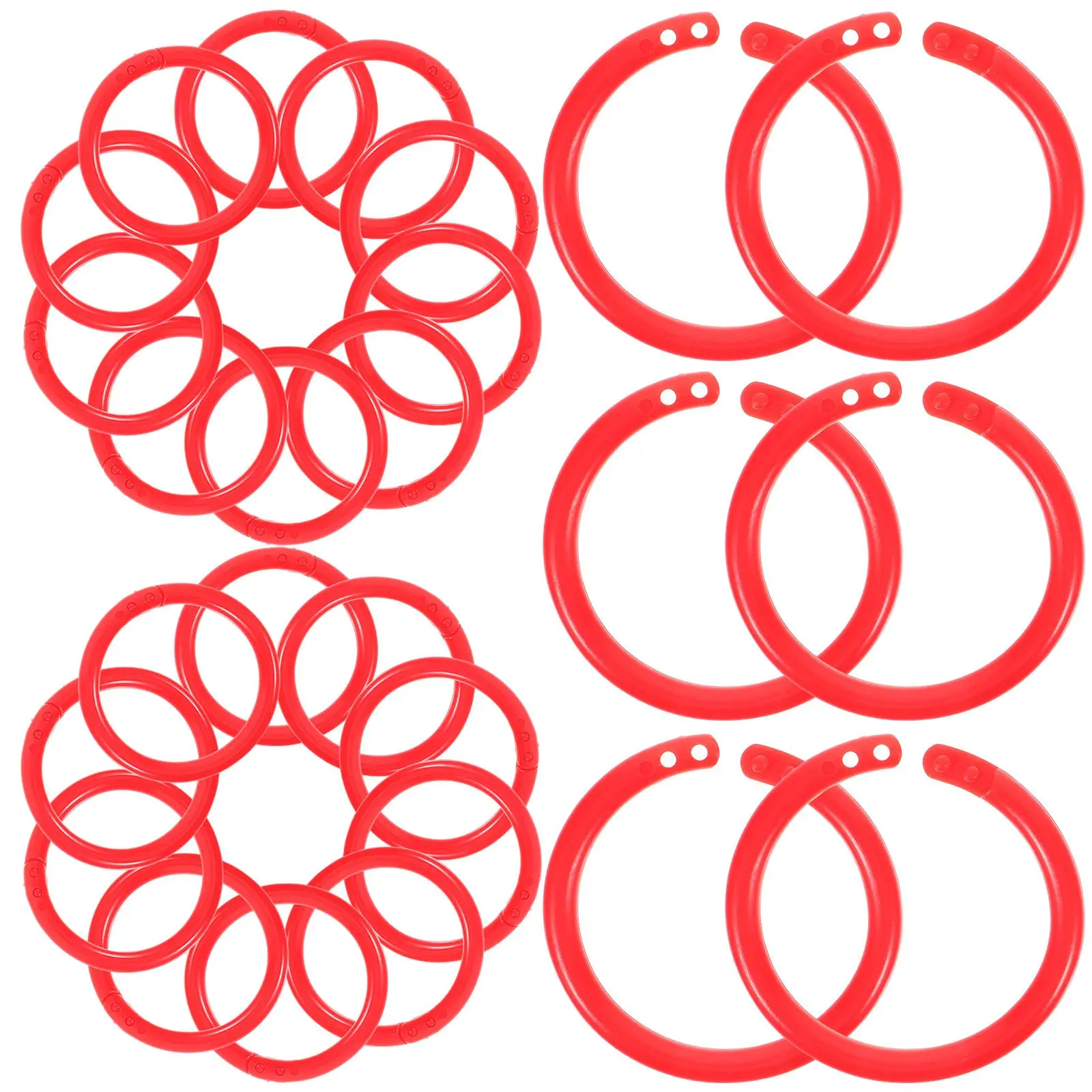 

100Pcs Red Plastic Binding Rings For Flash Cards Book Rings Office Binding Supplies Loose Leaf Binders Binder Clips Ring Holders