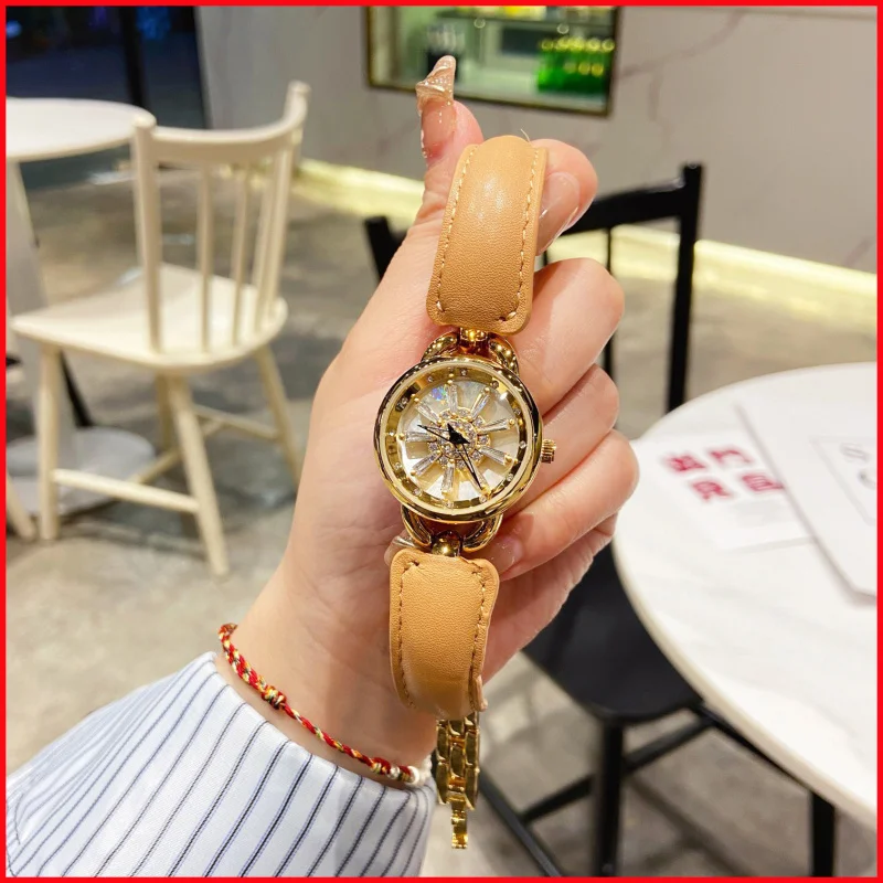 2024New Rotating Bracelet Watch Women's Retro Modern Special Interest Light Luxury Small Dial Women's Watch