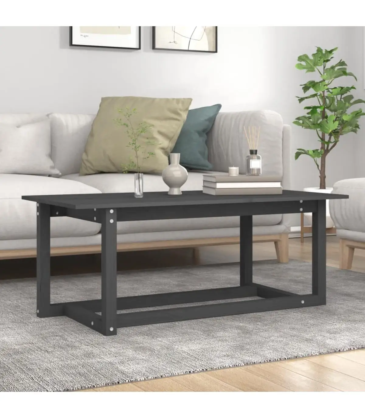 110x55x45 cm gray pine solid wood coffee table