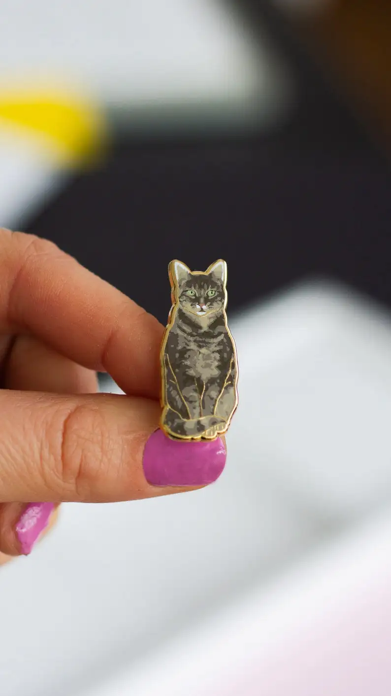 RETIRING Tabby Cat Enamel Pin ，Pet Lover Gift