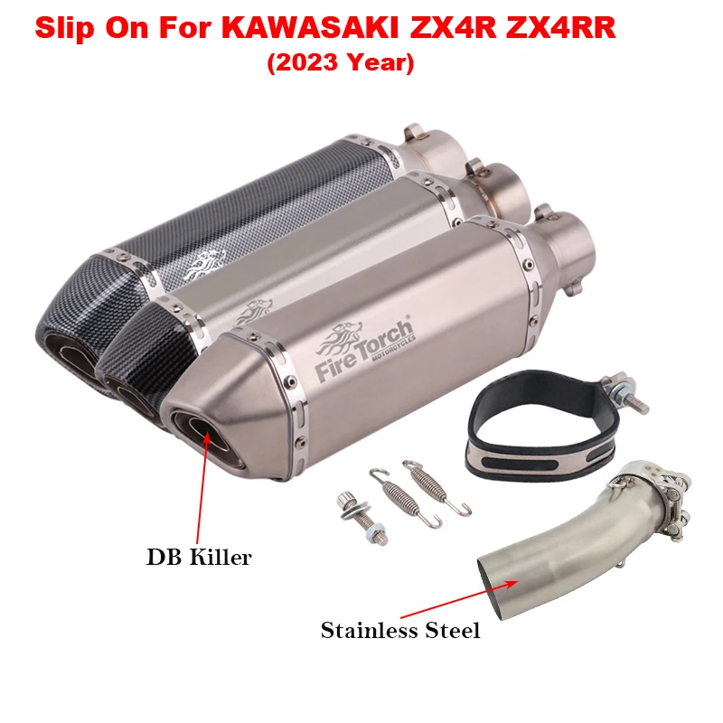 

Slip On For KAWASAKI Ninja ZX4R ZX4RR ZX 4R ZX-4R 2023 Year Motorcycle Exhaust System Escape Modify Mid Link Pipe With DB Killer