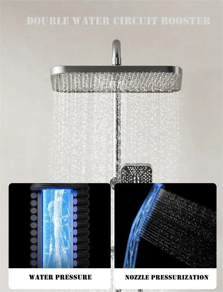 key bathroom big rainfall black shower head column mixer faucet set of shower taps