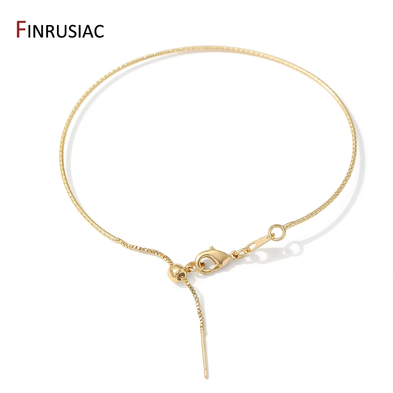 14K Gold Plated Brass Batch Flower Line Adjustable Bangle Bracelets Chain With Lobster Clasps,DIY Bracelet Making Accessories