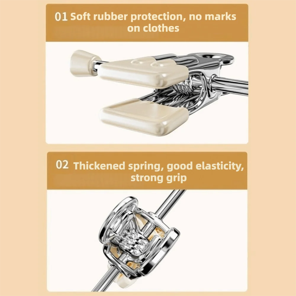 10PCS Stainless Steel Short Neck Trouser Clip PVC Dipped Non-slip Pants Hangers Windproof Traceless Adjustable Trouser Hanger