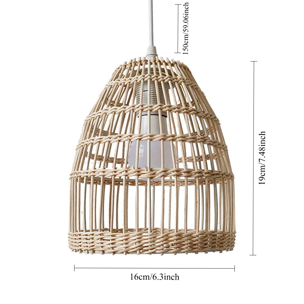 Chinese Wicker Rattan Wave Pendant Light modern Rustic Art Hanging Lamp Living Room Dining Room Balcony Home Decor Light Fixture