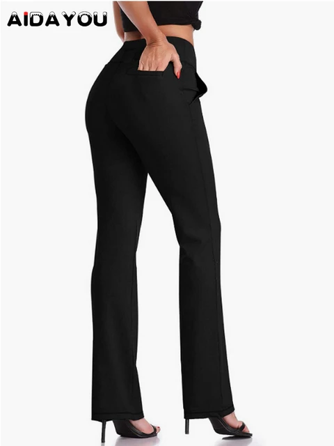 Spodnie Flare dla kobiet do pracy Casual Office Tummy Control Business Casual 4 Way Stretch Pants Work Casual Bell Bottom