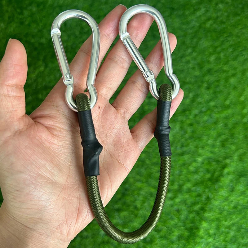 30/60/90/120cm Carabiner Elastic Rope Outdoor Camping Luggage Strap Clothesline Stretch Durable Camping Equipment Multifunction