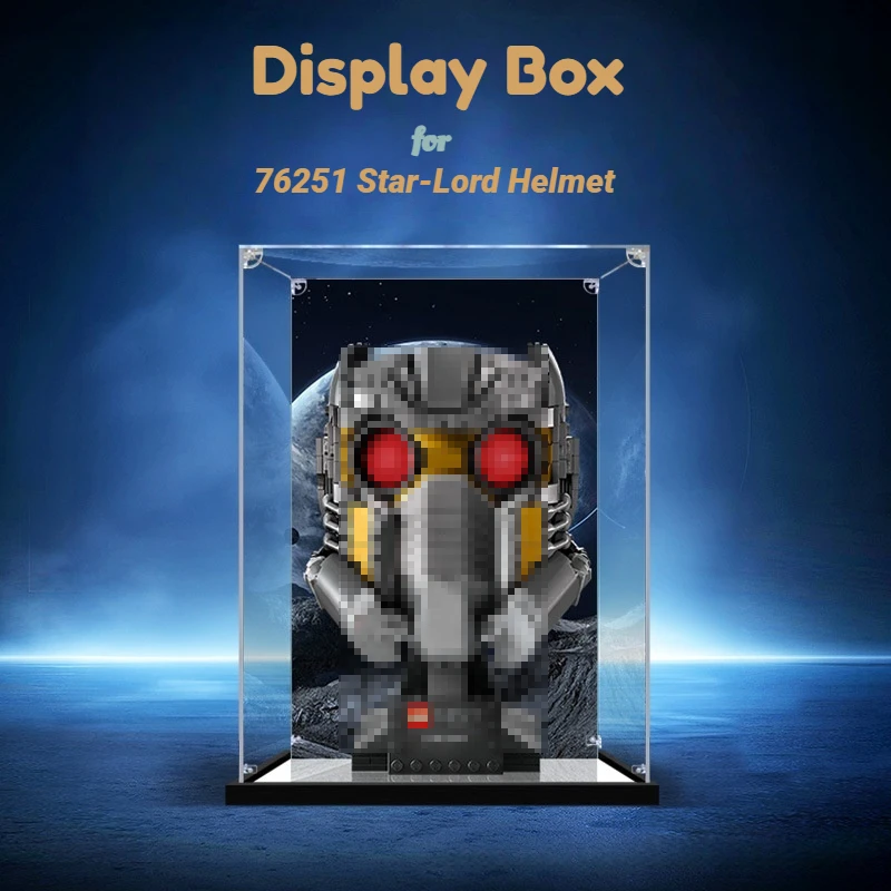 Caja de exhibición acrílica a prueba de polvo de 3mm para Lego 76251 Star-Lord, caja de almacenamiento para casco, organizador de figuras (juego Lego no incluido)