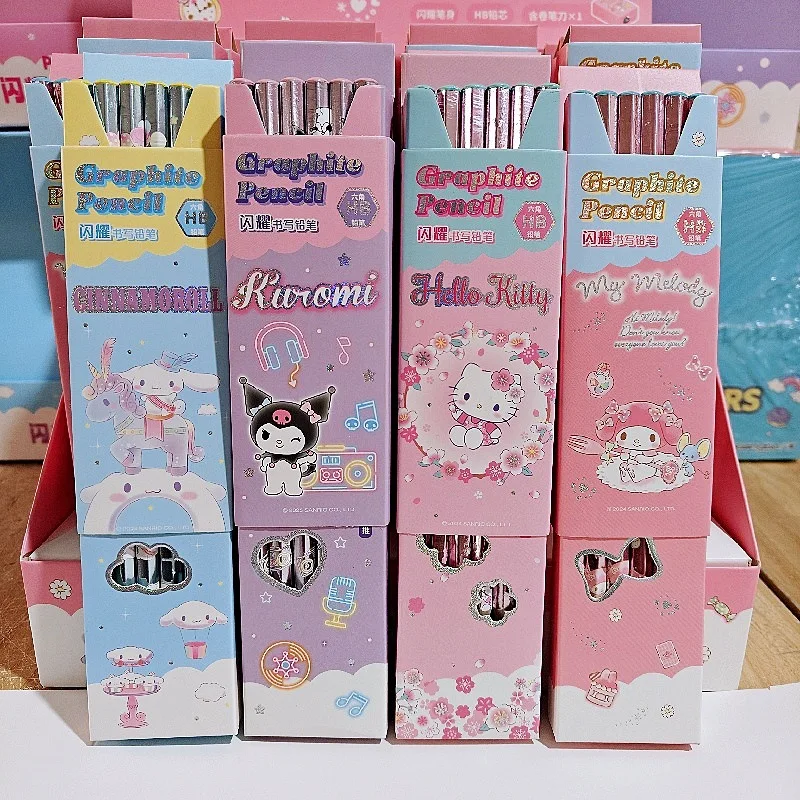12 قطعة سانريو هيلوكيتي HB قلم رصاص أنيمي الكرتون لطيف المحمولة طالب القرطاسية موضة اللوازم المدرسية الأطفال هدايا العيد
