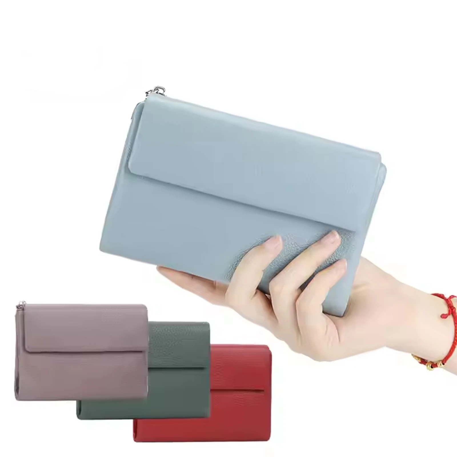 

Кошелек для монет, женские короткие кошельки, классический тройной клапан с застежкой, простой дизайн, женский кошелек, повседневный кошелек из воловьей кожи с держателем для карт, кошельки-клатчи