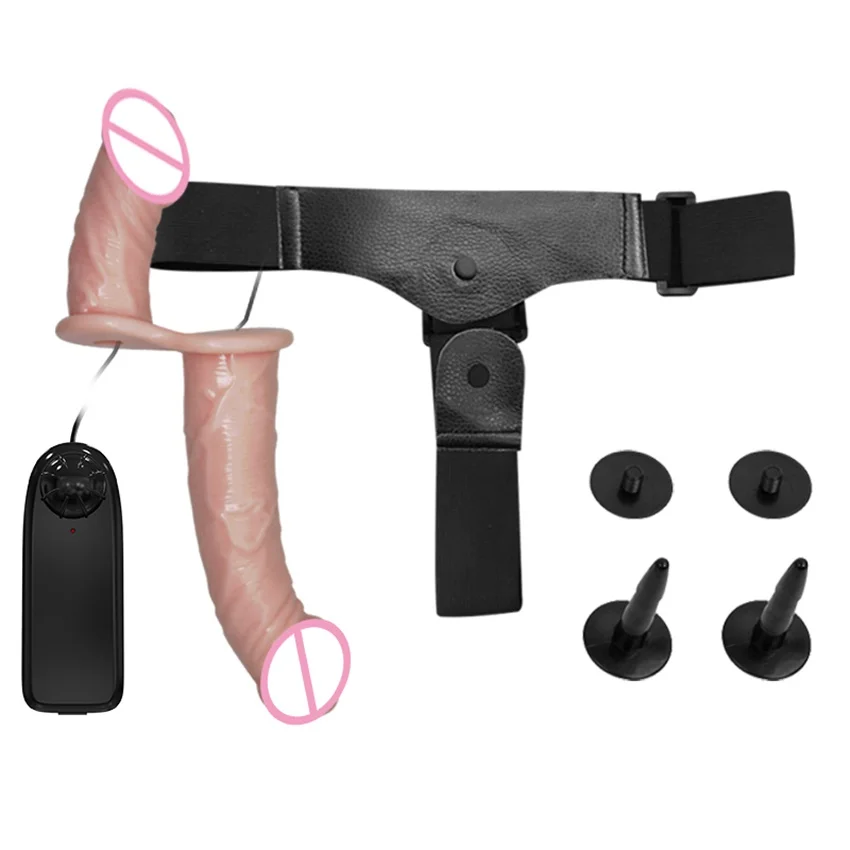 Double Penis Dual Ended Strap On Dildo Vibrator Strapon Ultra Elastic Harness Belt Adult Sex Toys for Lesbian Anal Soft Dildos