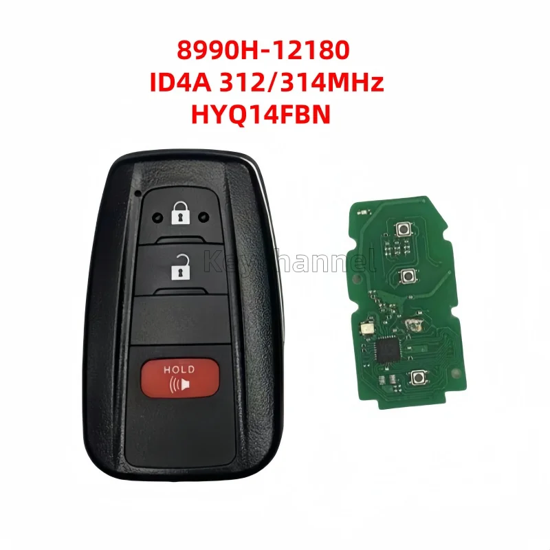 1PCS 3 Button Car Key ID4A 312/314MHz Smart Key 8990H-12180 Keyless Fob HYQ14FBN HITAG AES Remote for Toyota Corolla 2019-2022