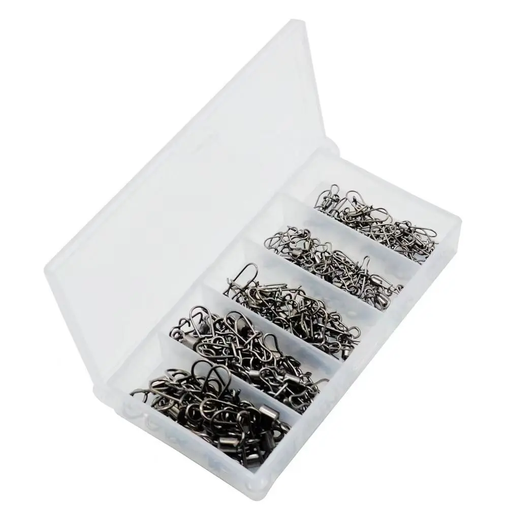 50pcs/100pcs Bearing Rolling Swivel Snap Connector Tackle Buckle 360 Rotate Rolling Fishing Bearing with Fast Lock Reinforced