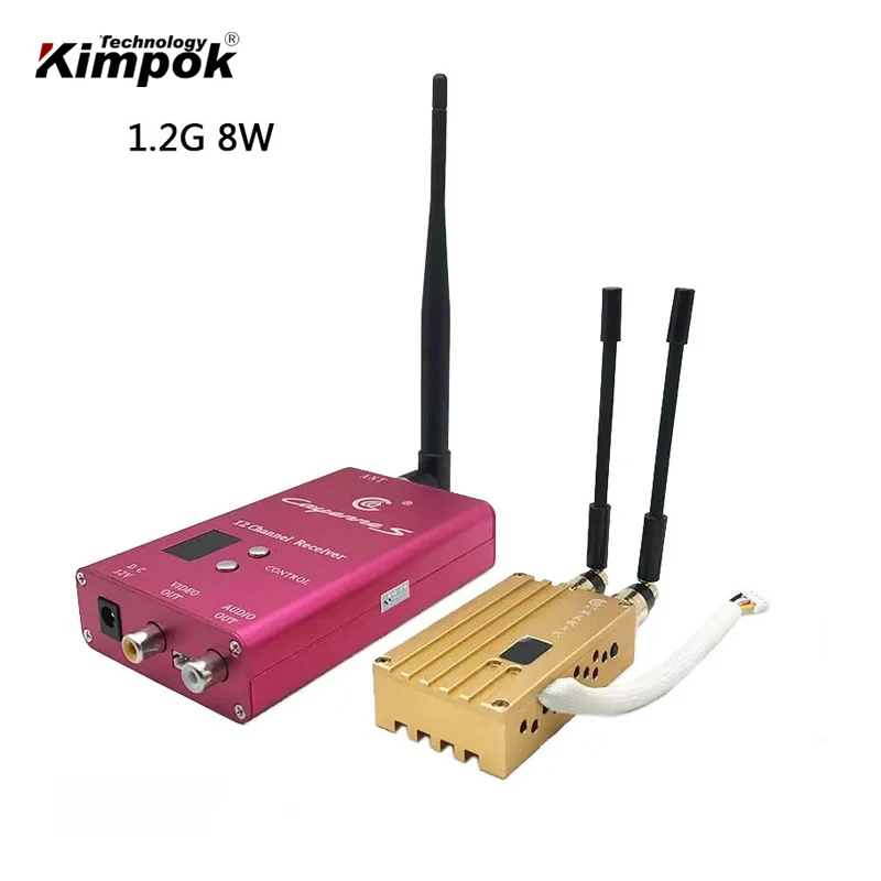 30km LOS UAV Video Transmitter and Receiver with 8W FPV Drones Video Link 1.2Ghz 8 Channels