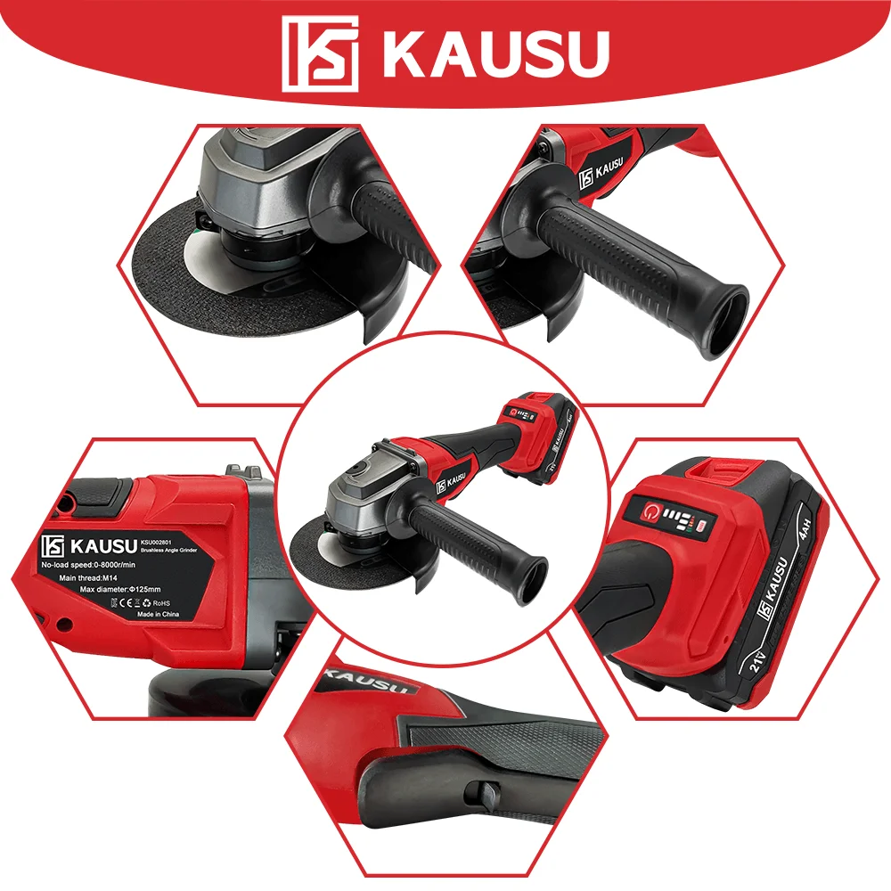 Imagem -06 - Rebarbadora Elétrica sem Escova Recarregável Velocidade Variável Metal Madeira Polimento Ferramentas Elétricas para Makita Bateria 18v 125 mm M14