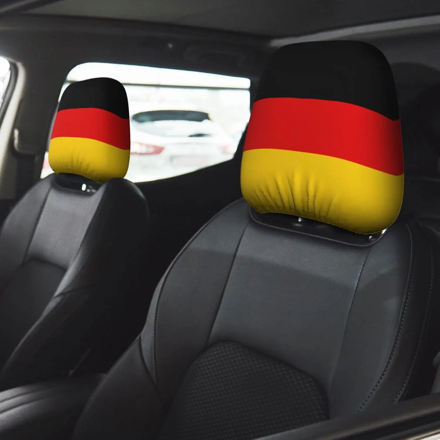 German Flag 2 Pcs Personalized Car Headrest Cover with Headrest Covers for Car Soft Breathable Car Headrest Fit for Most Cars