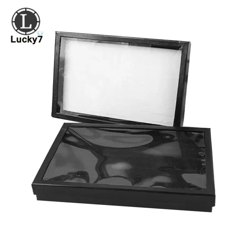 Wholesale 100Slot Velvet Sponge Ring Display Box Cardboard Jewelry Storage Case Holder Showcase Ring Cuff-link Jewelry Tray