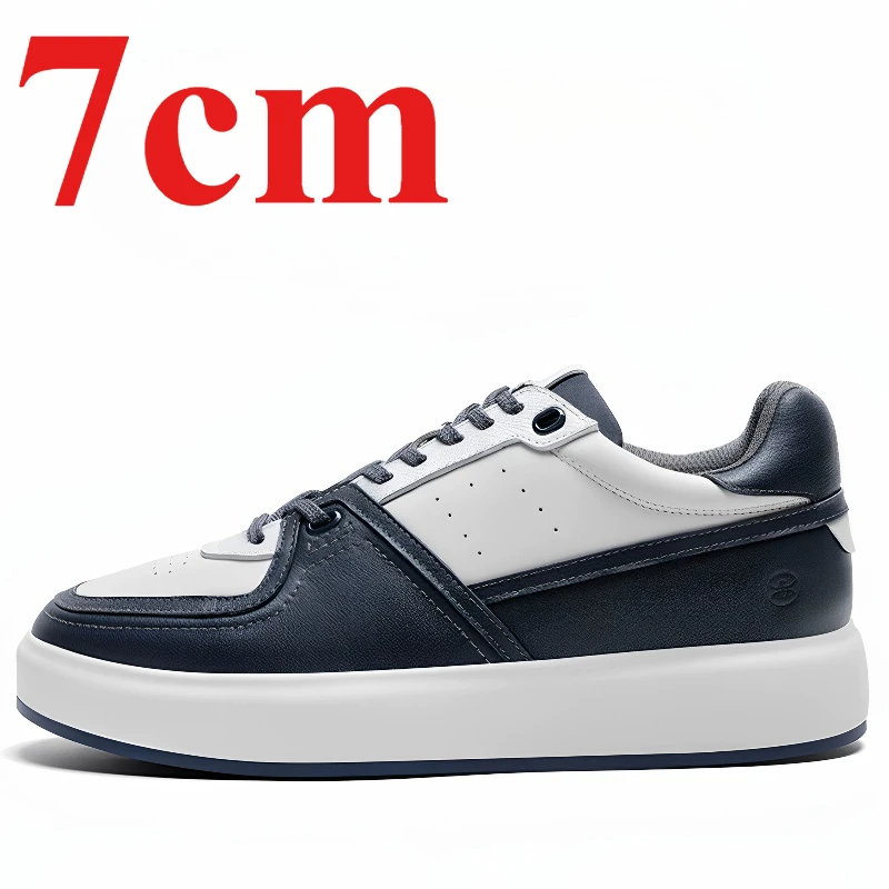 Invisible Height Increasing Shoes Men's 7cm Lightweight Comfortable Sports Board Shoes Genuine Leather Outdoor Casual Sneakers